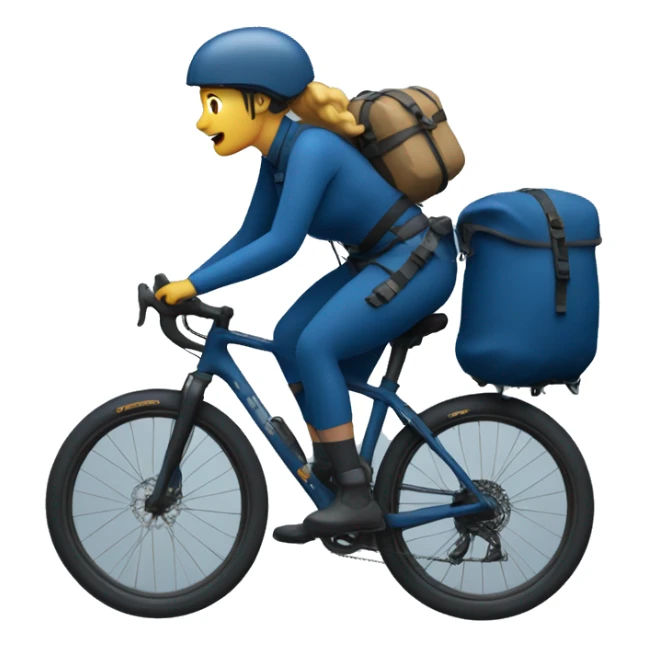 bikepacking woman on a dark blue bike sticker