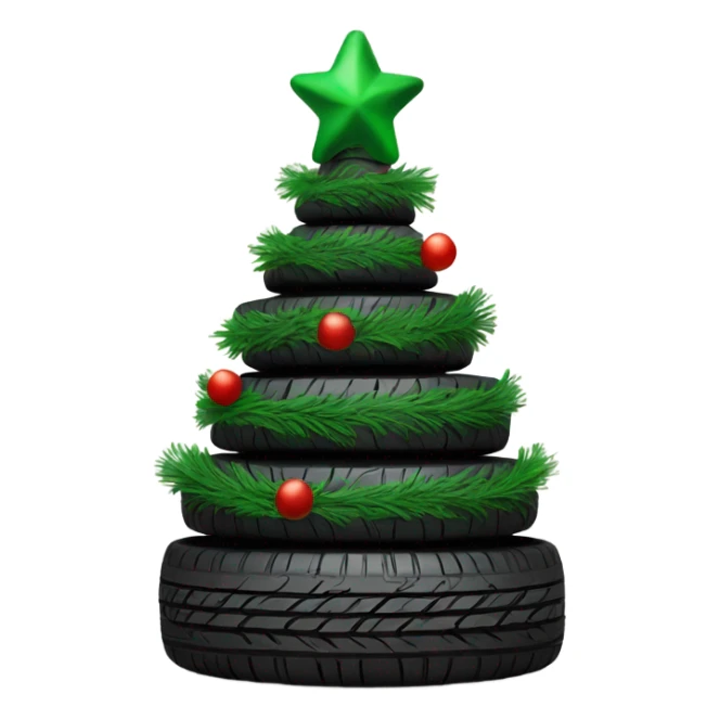 Christmas tree made out of car tires sticker