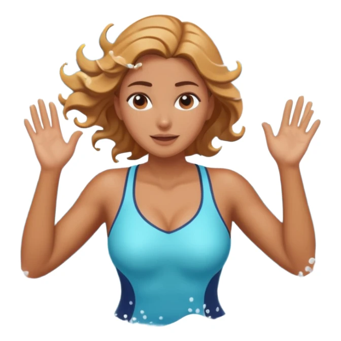 woman standing in ocean waves, water splashing around her, confident expression, dynamic sea motion, cinematic ocean vibe, 3D cartoon style, mobile game icon style, clean background, no text, no watermark
  sticker