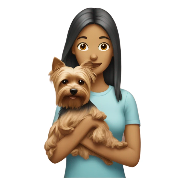 White woman holding Yorkie  sticker