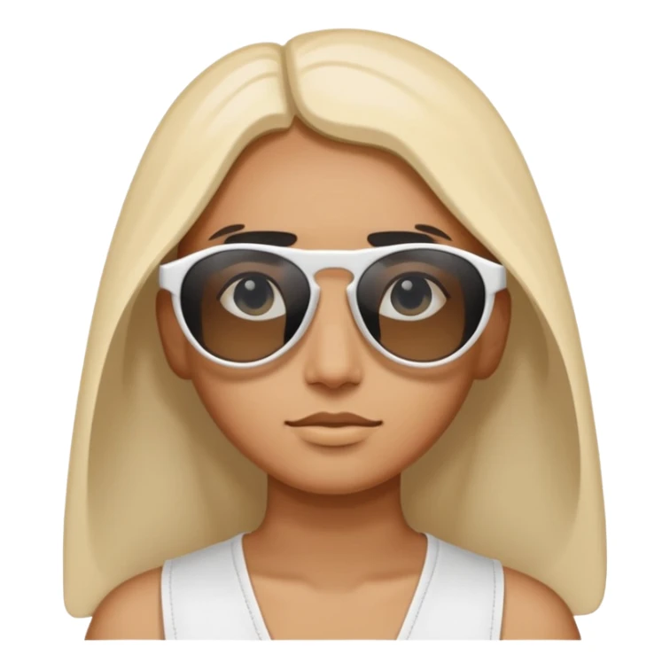 white frame sunglasses folded sideways, visible lenses and temples, teardrop shape, black lenses, emoji style sticker