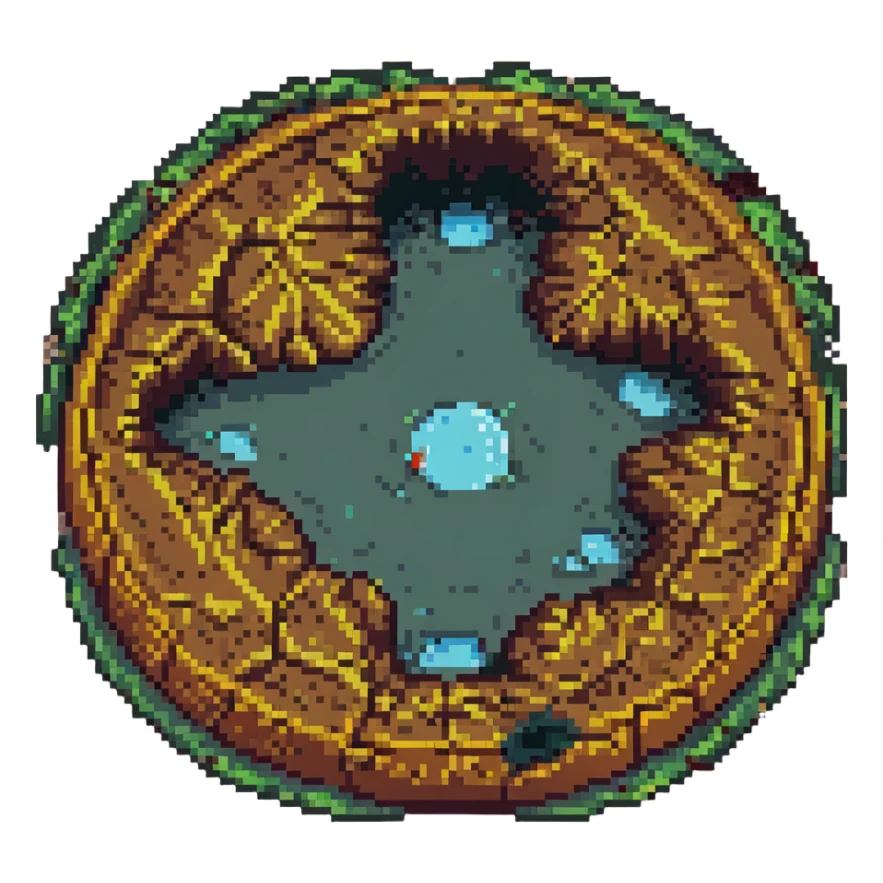 Patomskiy crater, pixel art style, top-down view sticker