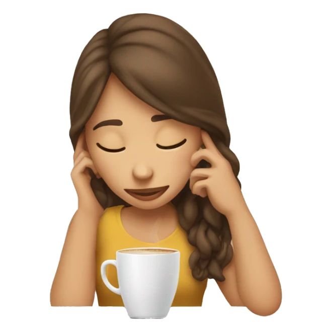 girl putting her head into a coffee cup sticker