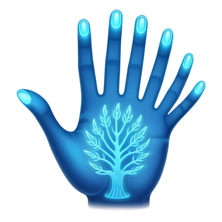 ethereal glowing hand with intricate palm lines and mystical symbols sticker