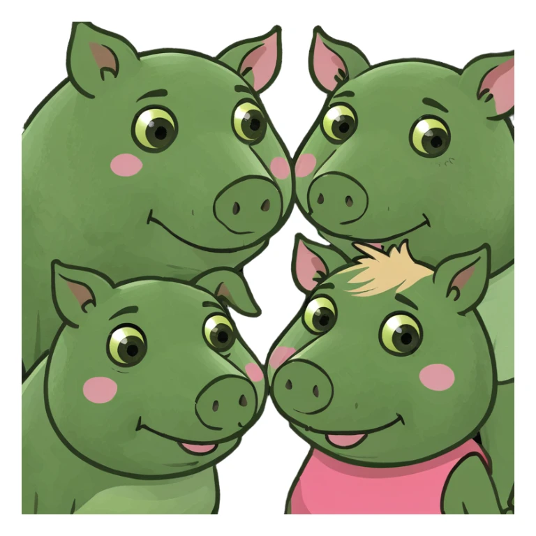 3 little pigs, 2 boys and one girl sticker