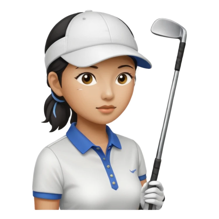 asian women golfer sick profile sticker