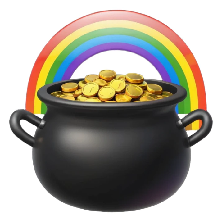 rainbow with a black pot of gold at the end cute sticker