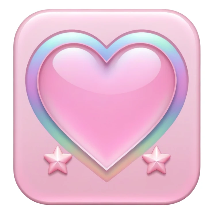Iridescent pastel pink romantic formal elegant sophisticated cultured neat pretty beautiful nifty app icon with tiny heart shape and tiny star shape sticker