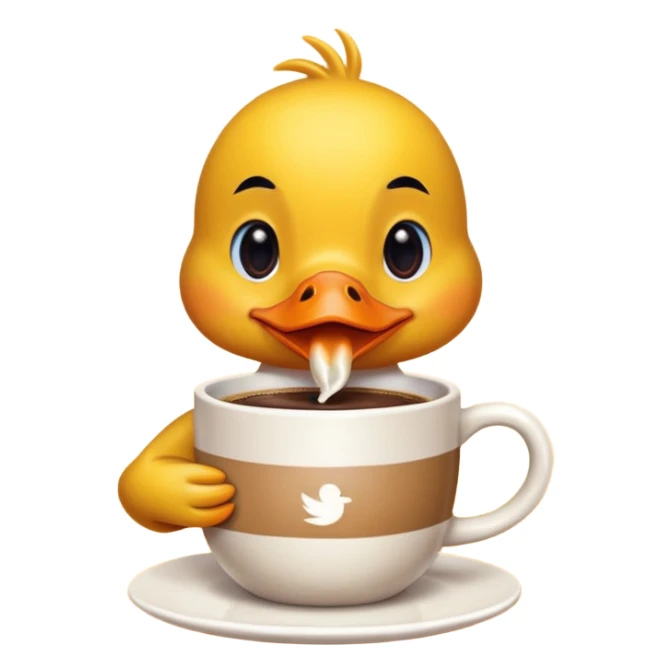 cute duck drinking coffee, bright and lovely atmosphere sticker