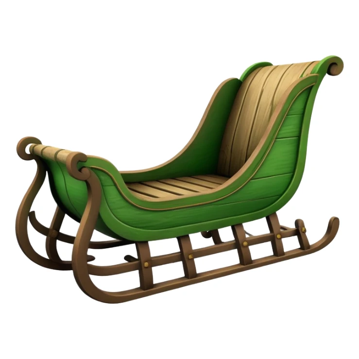 wooden sleigh with green accents sticker