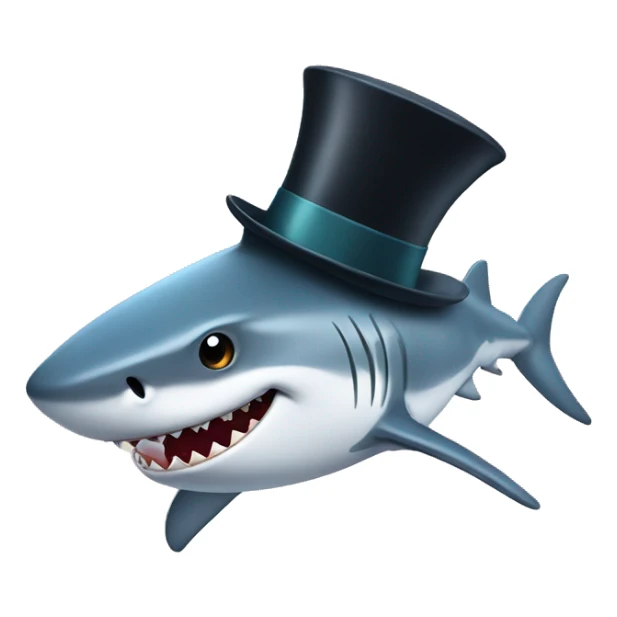 Shark with a top hat sticker