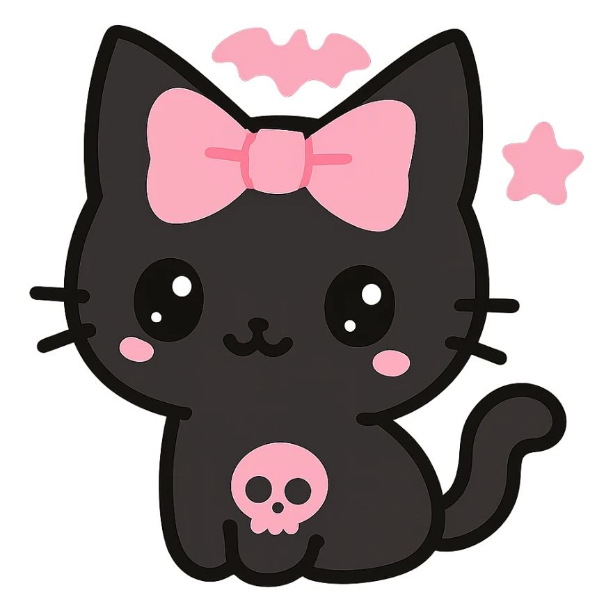 gothic cat, black and pink sticker