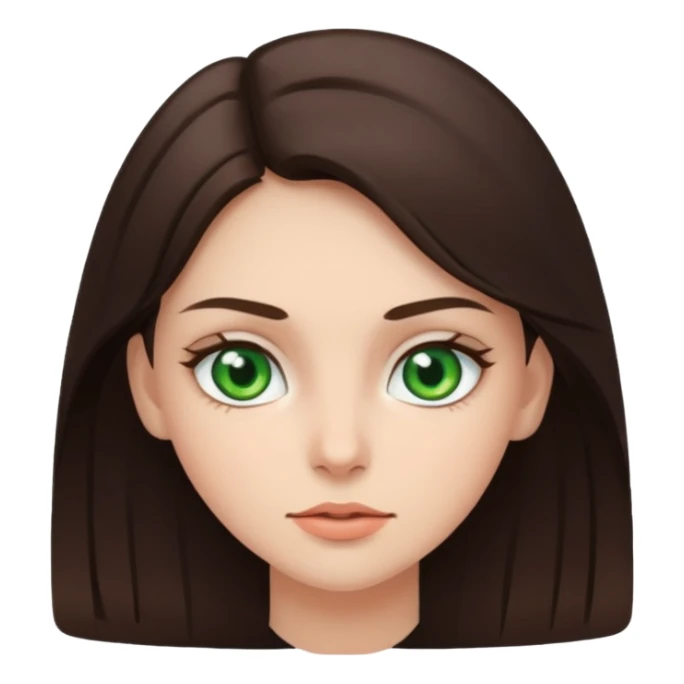 brunette girl with green eyes, simple and expressive face sticker