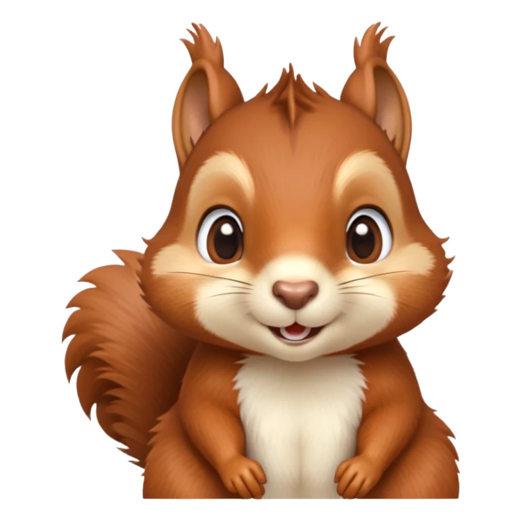 cinematic-cute-squirrel-portrait-emoji,-head-tilted-playfully-and-inquisitively,-featuring-a-fluffy,-vibrant-auburn-fur-with-a-delicate-cream-belly-and-a-bushy-tail,-round,-sparkling-eyes-filled-with-curious-mischief, sticker