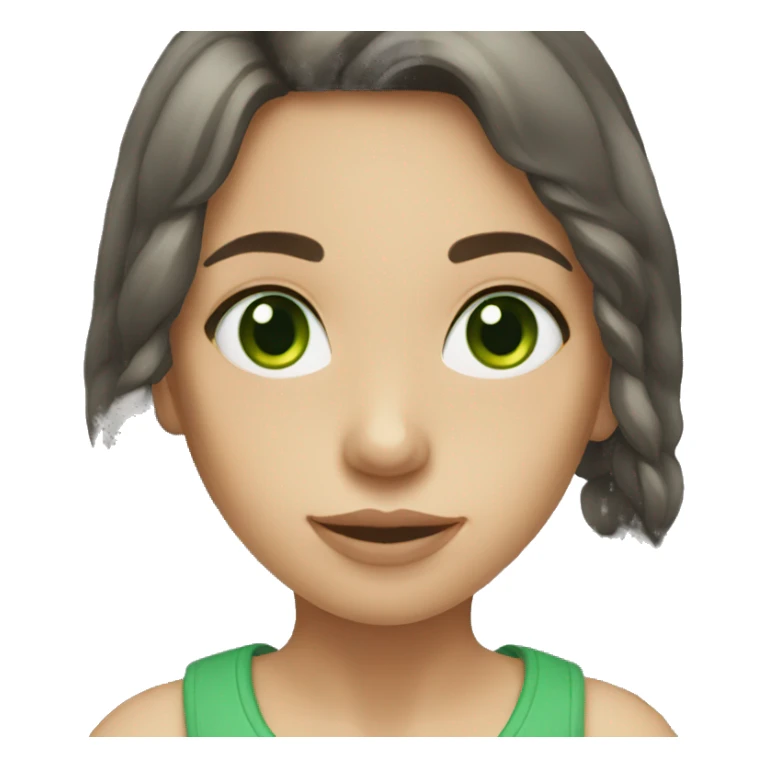 Girl with dark brown long hair and green eyes sticker