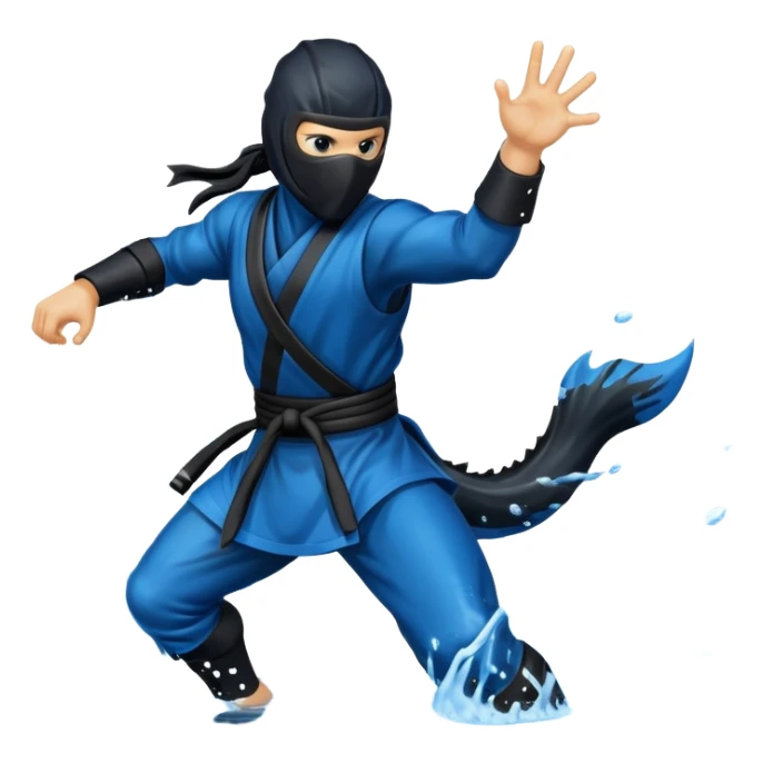 Water horse as a ninja, with a black ninja mask, wielding ninja stars, in water splash sticker