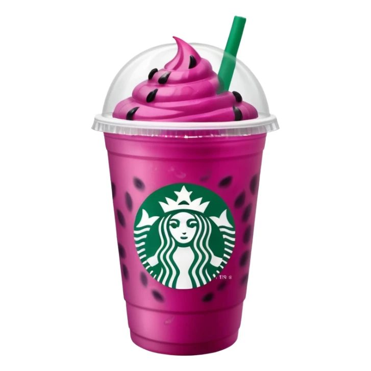 Starbucks dark pink dragonfruit refresher. white opaque lid. starbucks logo. sticker