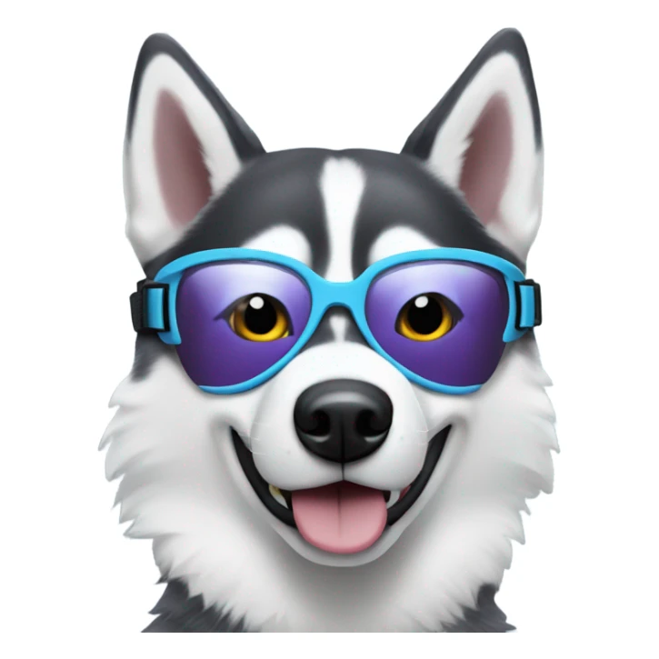 Husky dog wearing snow goggles sticker
