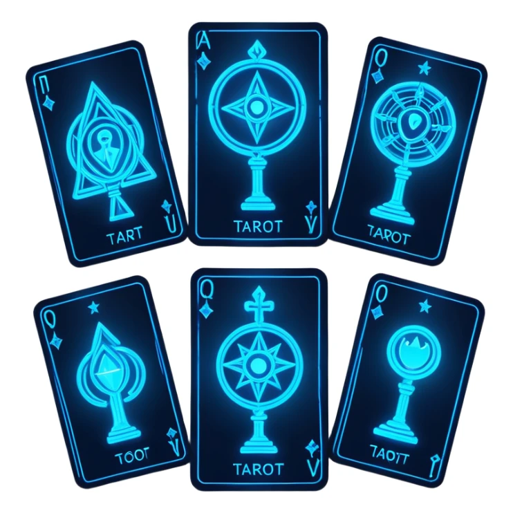 blue neon 2 tarot cards, minimalism sticker