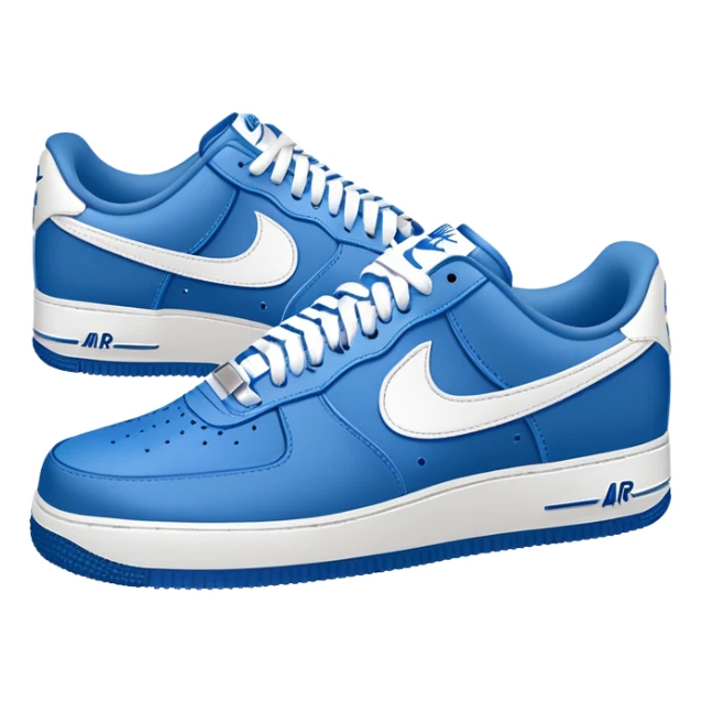 blue Nike Air Force 1 sneakers with white swoosh logo sticker