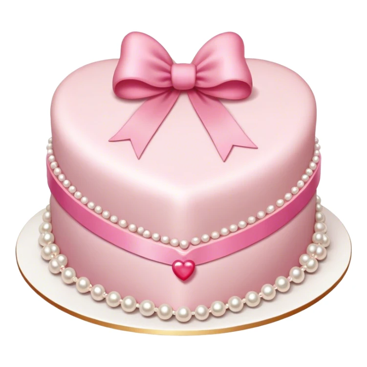 Vintage heart-shaped cake with pink bows and pearls sticker
