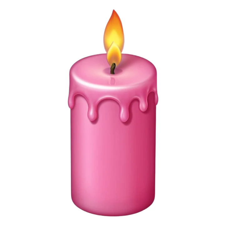 A drawing of a flaming pink candle that could be used at a romantic dinner table. The camera should be isometric at a 85-degree angle. sticker