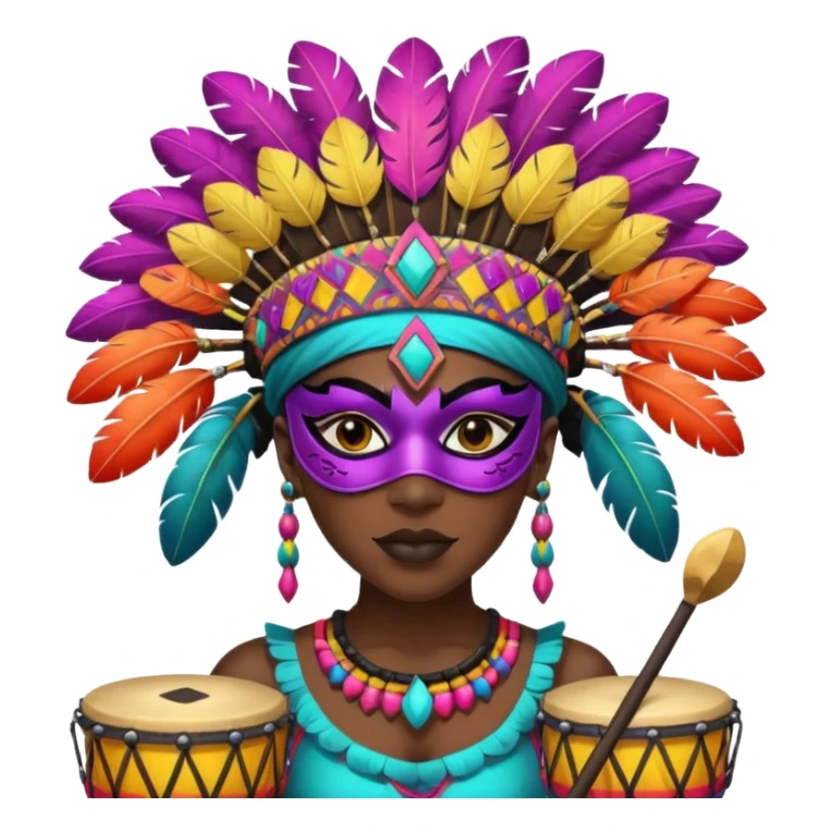 Masked Festival Drummer black woman sticker