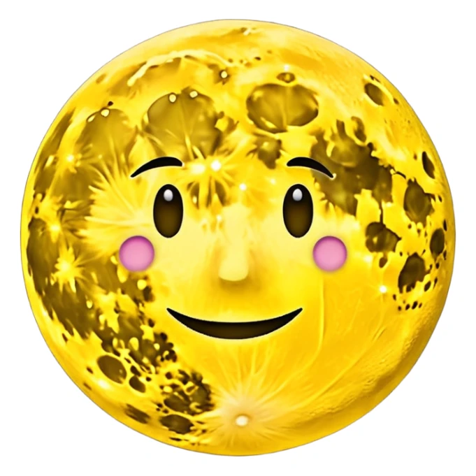 Glowing full moon with a bold, bright "S" on its surface and a faint "F" hidden in the texture, emoji style. sticker