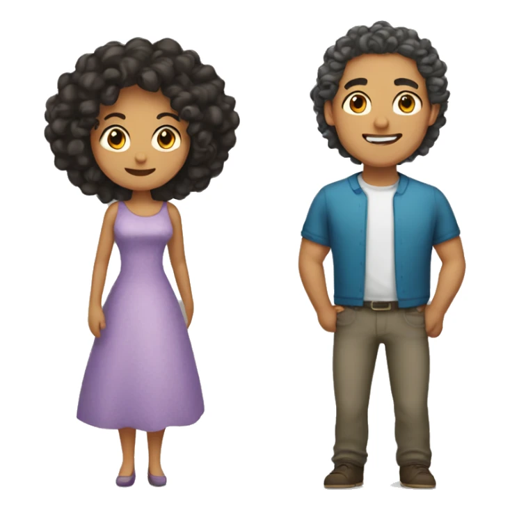Husband with dark long hair and wife tan with curly hair sticker