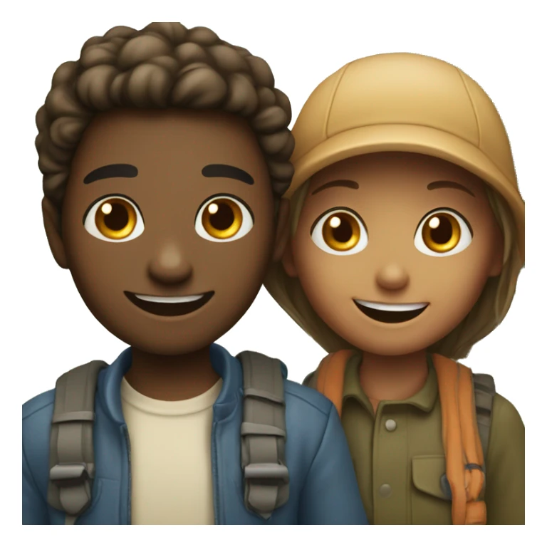 smiling girl with old boy outdoors sticker