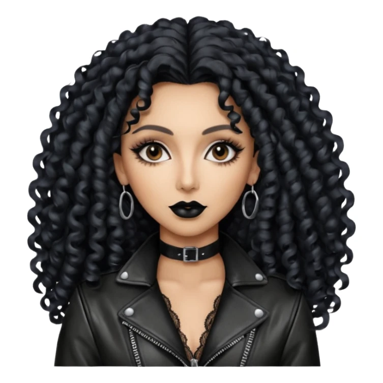 realistic cinematic singer Cher in a typical rocker's dangerous attractive outfit with leather and lace, half-naked, huge curly hair like in the video If I Could Turn Back Time sticker