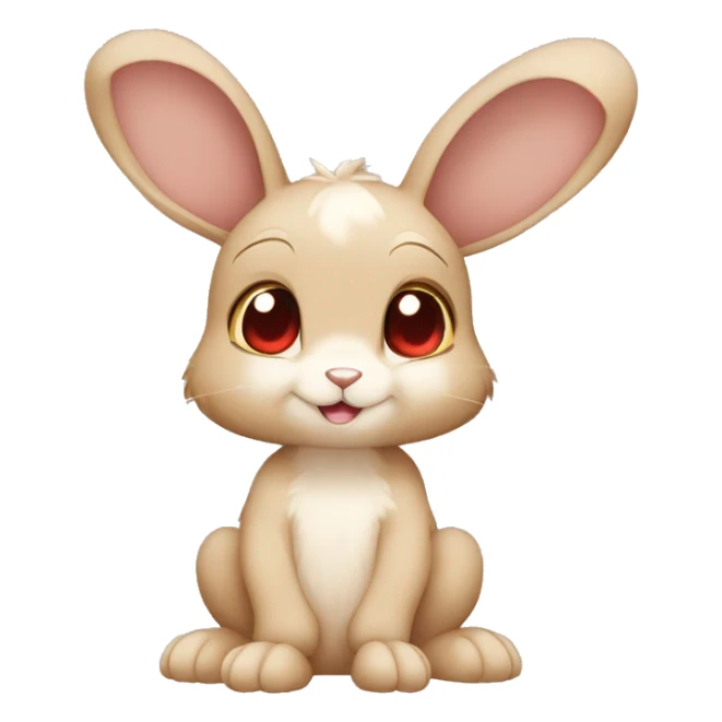 Cute, Shiny, Anthro, Brown, Normal-type-Ground-type Tan-Rabbit-Fakémon with Dark-Red eyes, beige ears, beige belly, beige paws, beige feet, full body sticker