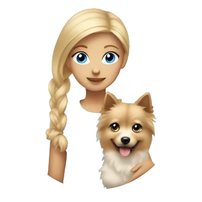 Blonde girl blue eyes holding spitz  sticker