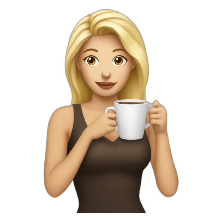 A blonde woman drinking coffee sticker