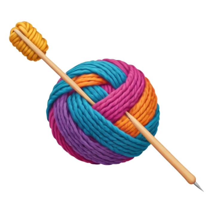 a ball of wool with a knitting needle sticker