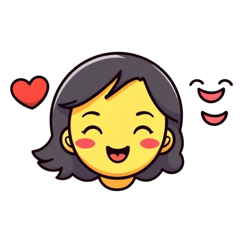 girl emoji licking her teeth winking with hearts around it  sticker