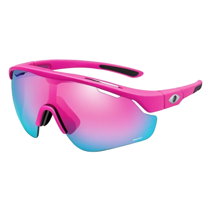 chunky pink sport sunglasses with protective visor lens, substantial build sticker