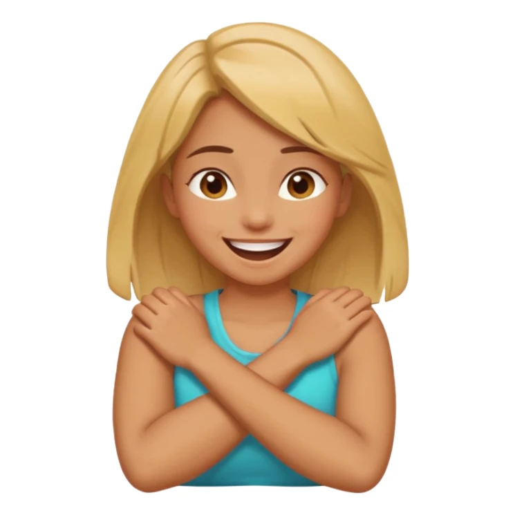 a girl crossing her arms around her neck laughing  sticker