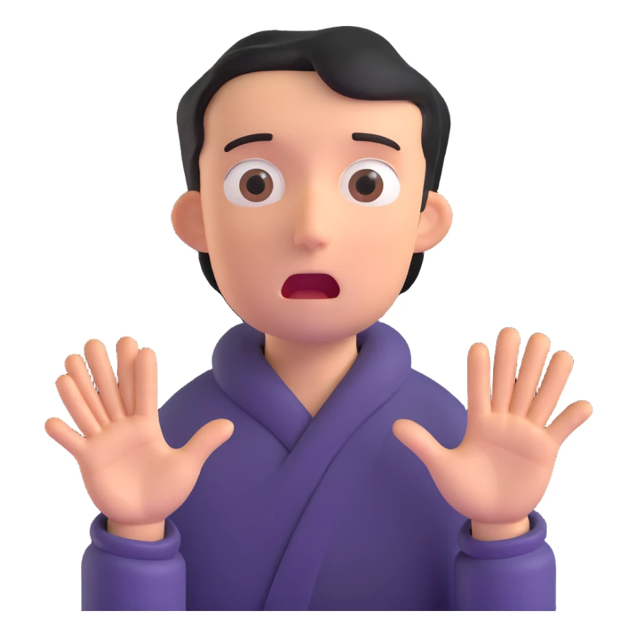 anxious man with hands outstretched in begging position with worried fearful expression sticker