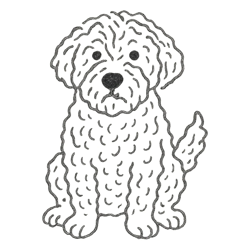 roan Lagotto Romagnolo dog hand-drawn outline icon sticker