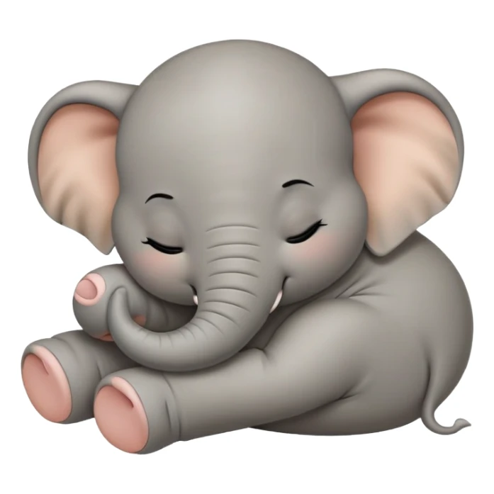 meme-worthy-cute-sleeping-baby-elephant-portrait-emoji,-head-resting-peacefully-with-a-contented-smile,-showcasing-a-delightfully-tiny-build-and-a-luxuriously-soft-gray-hide,-eyes-shut-in-a-serene,-restful-nap,-simplified sticker
