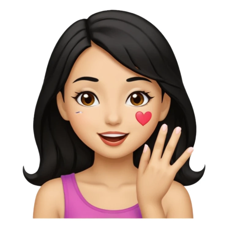 Girl with black hair blowing kiss sticker