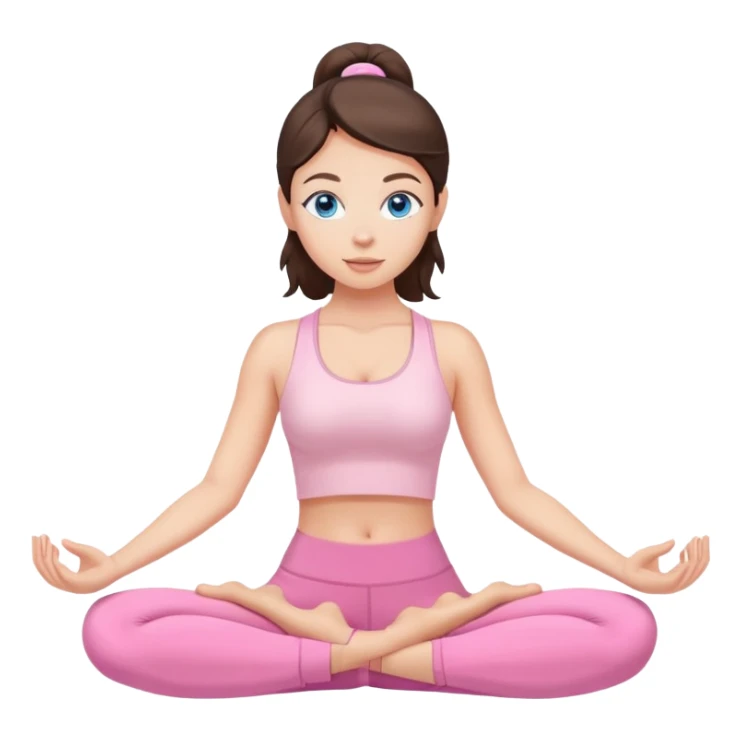 brunette blue-eyes, yoga girl light pink clothes  sticker