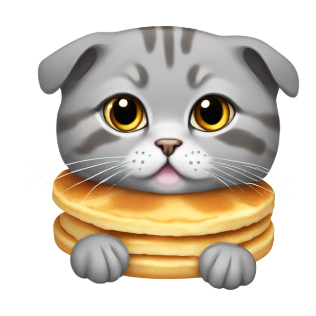 a grey scottish fold cat with a pancake on its head sticker