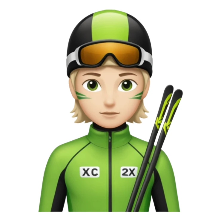 Xc ski racer in green and black clothing  sticker