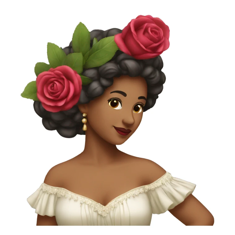 a spanish dancer with rosemery on her head sticker