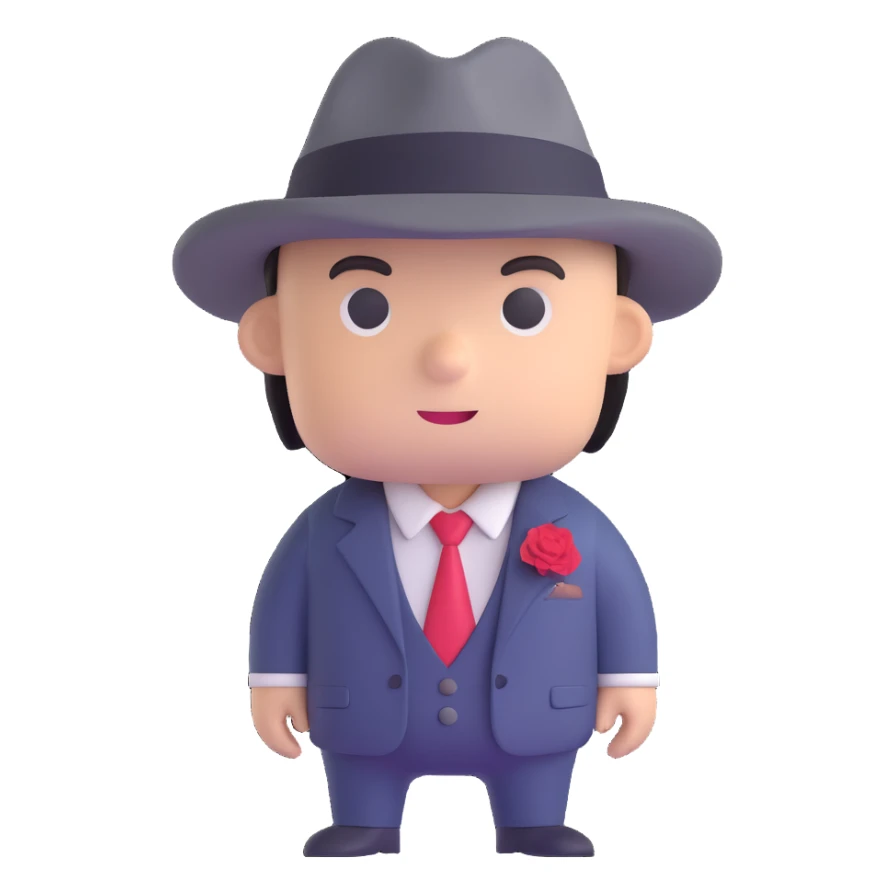 gangster in a felt hat, pink sticker