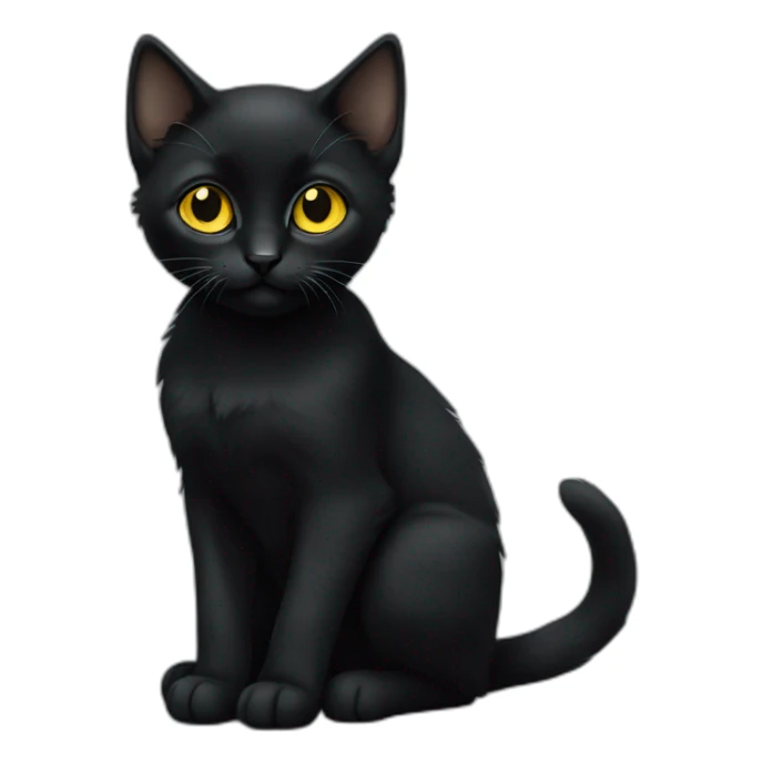 Black kitten with yellow eyes is sitting  sticker