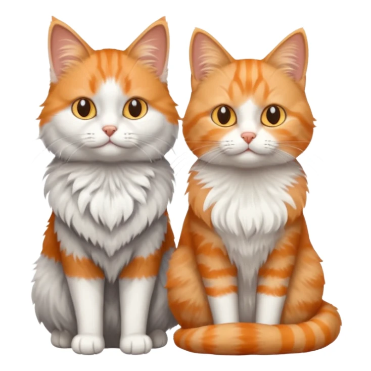 a realistic looking very fluffy grey and white cat sitting next to another cat sticker