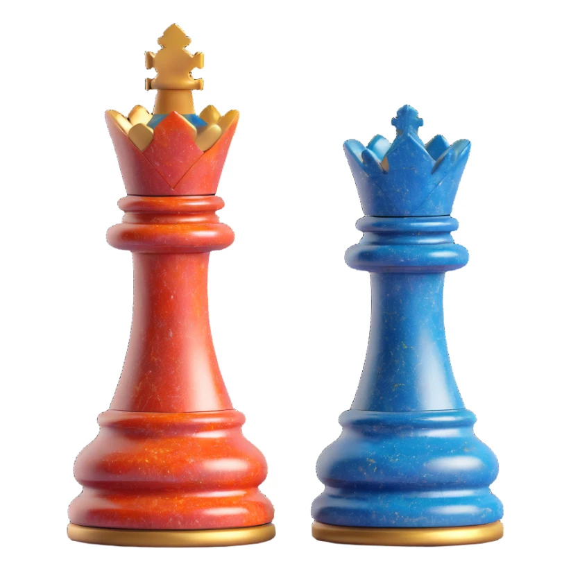 Enhance the sophisticated 3D detailed queen chess piece by adding more vibrant and varied mineral colors to the flecks, maintaining the elegant and intricate look, with no background. sticker
